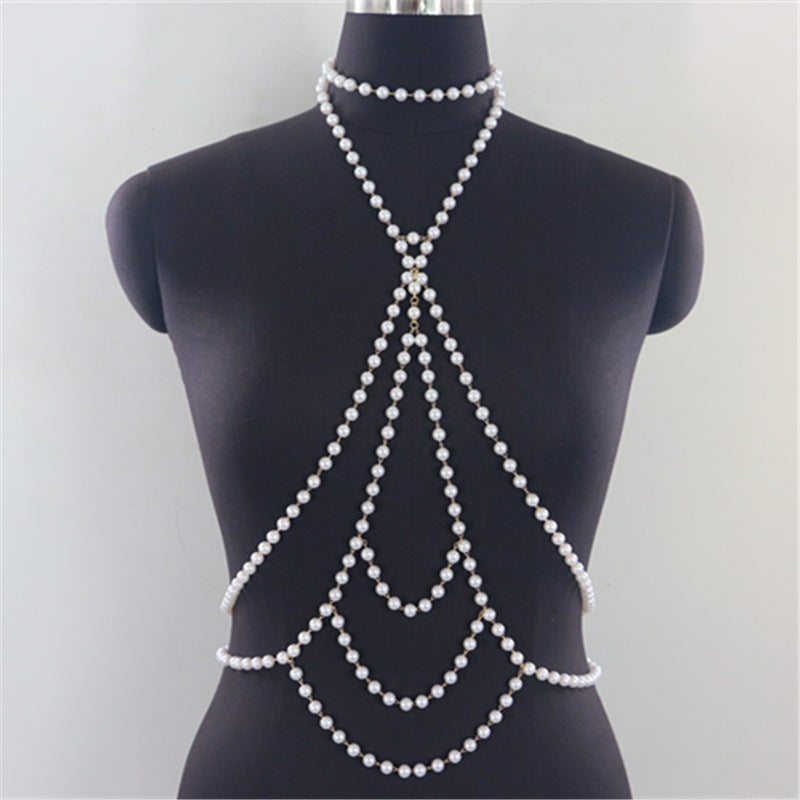 Women Sexy Body Chain Pearl Chain Beach Bikini