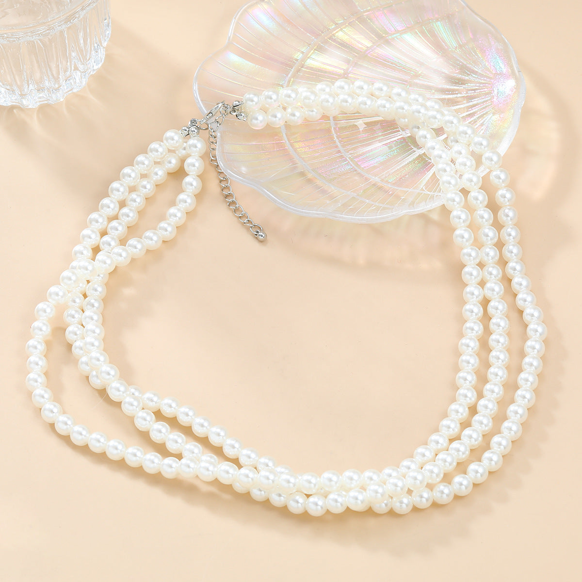 Multi Layered Pearl Necklace Elegant Banquet Bride