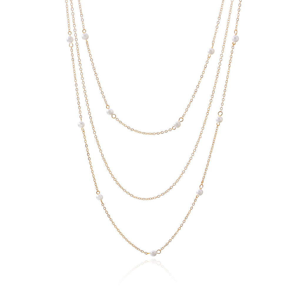 Multi Layer Pearl Necklace Choker Jewelry Long Chain Necklaces