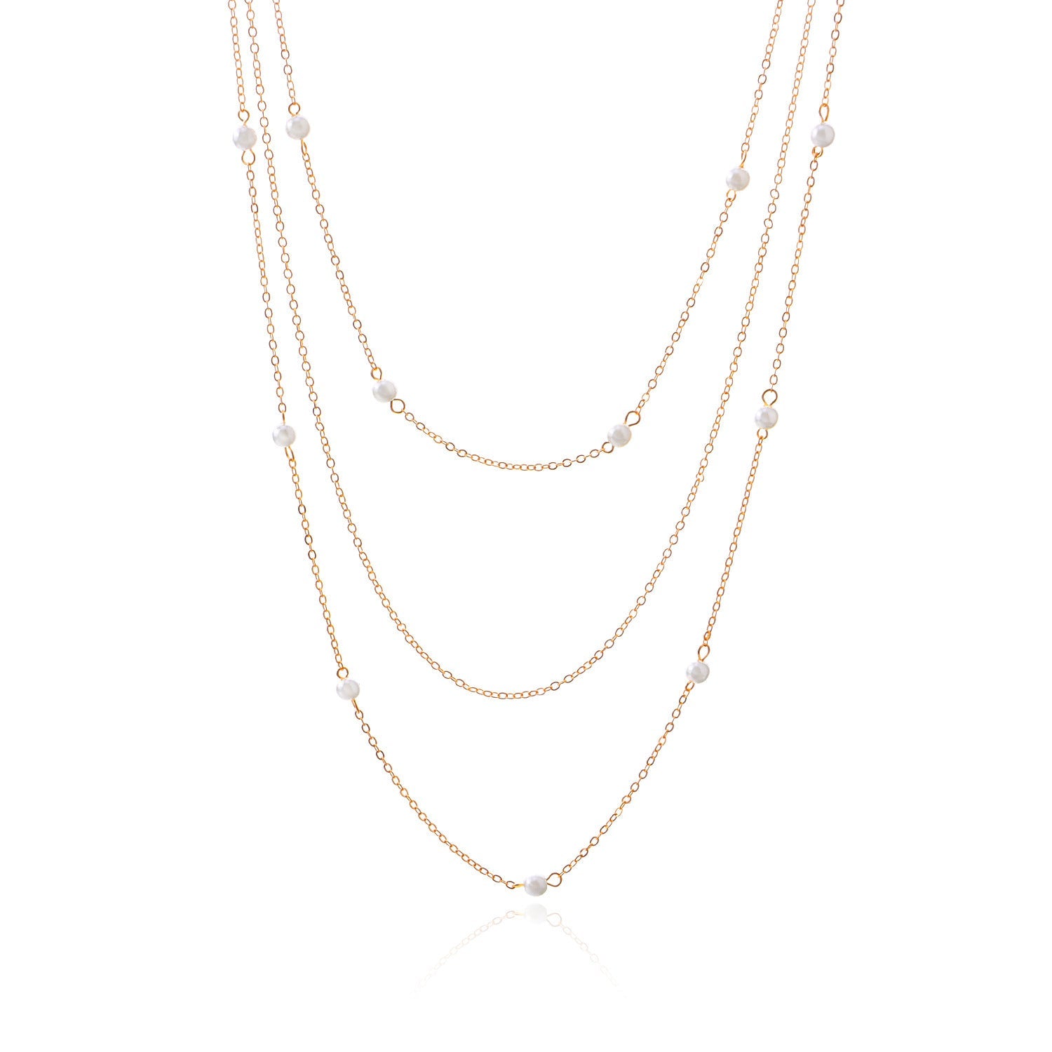 Multi Layer Pearl Necklace Choker Jewelry Long Chain Necklaces