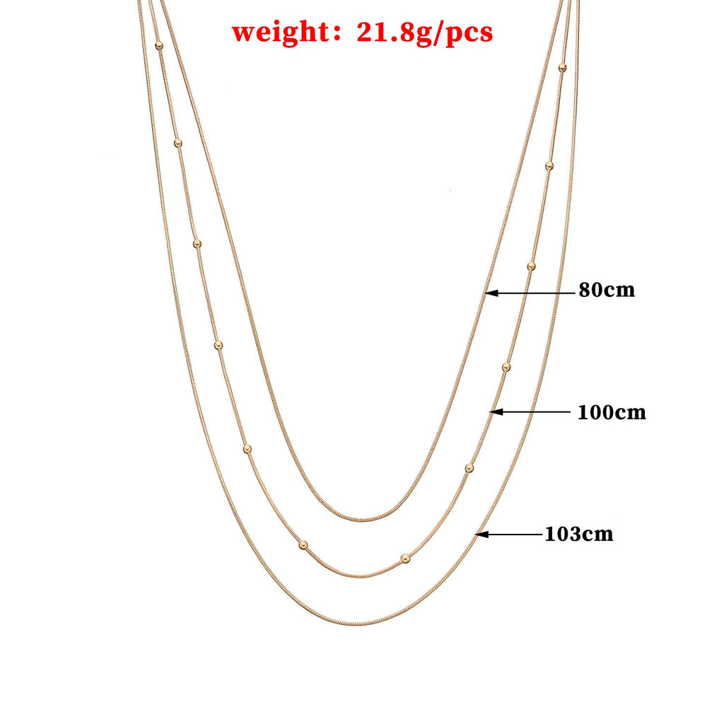 Layer Snake Beaded Chain Necklace