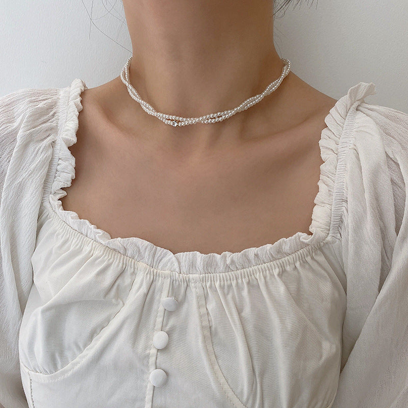 Fashion Double Layer Pearl Necklace for Women Jewelry