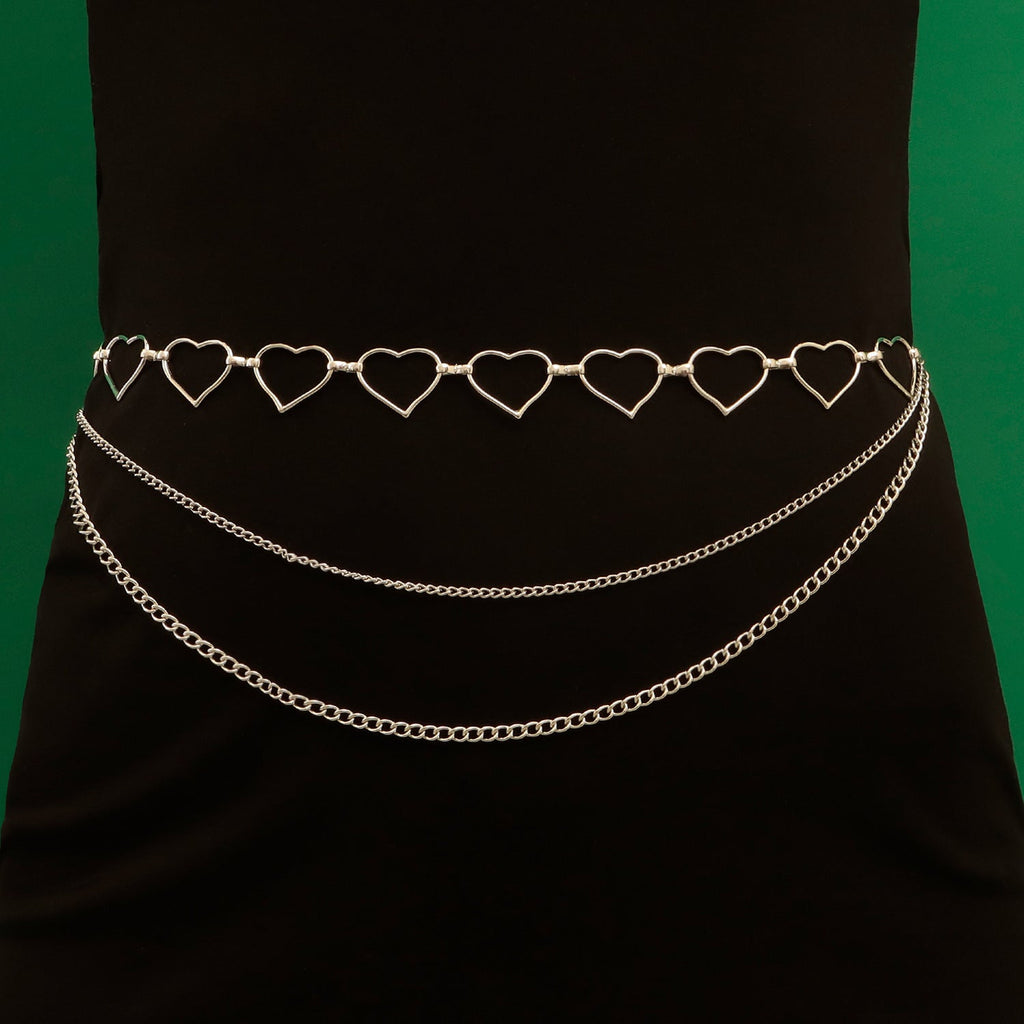 Geometric Dress Pant Belts Body Chain Jewelry Hip Hop Heart Waist Chain