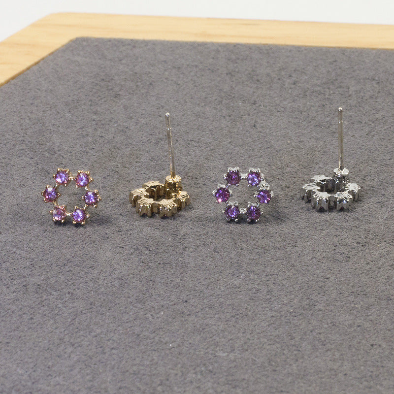 Cute cartoon flower stud earrings set