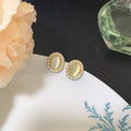 Oval Opal Stud Earrings for Women