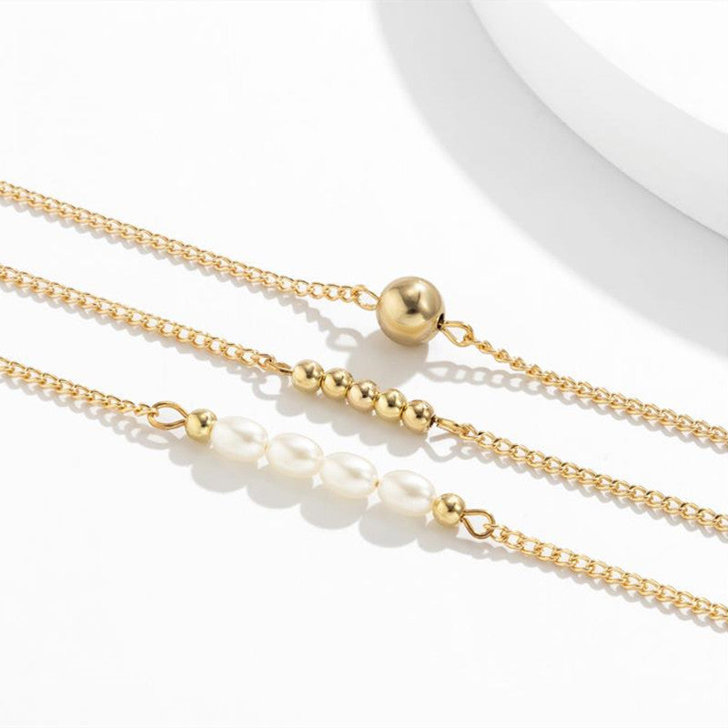 Layered Pearl Bead Anklets Jewelry