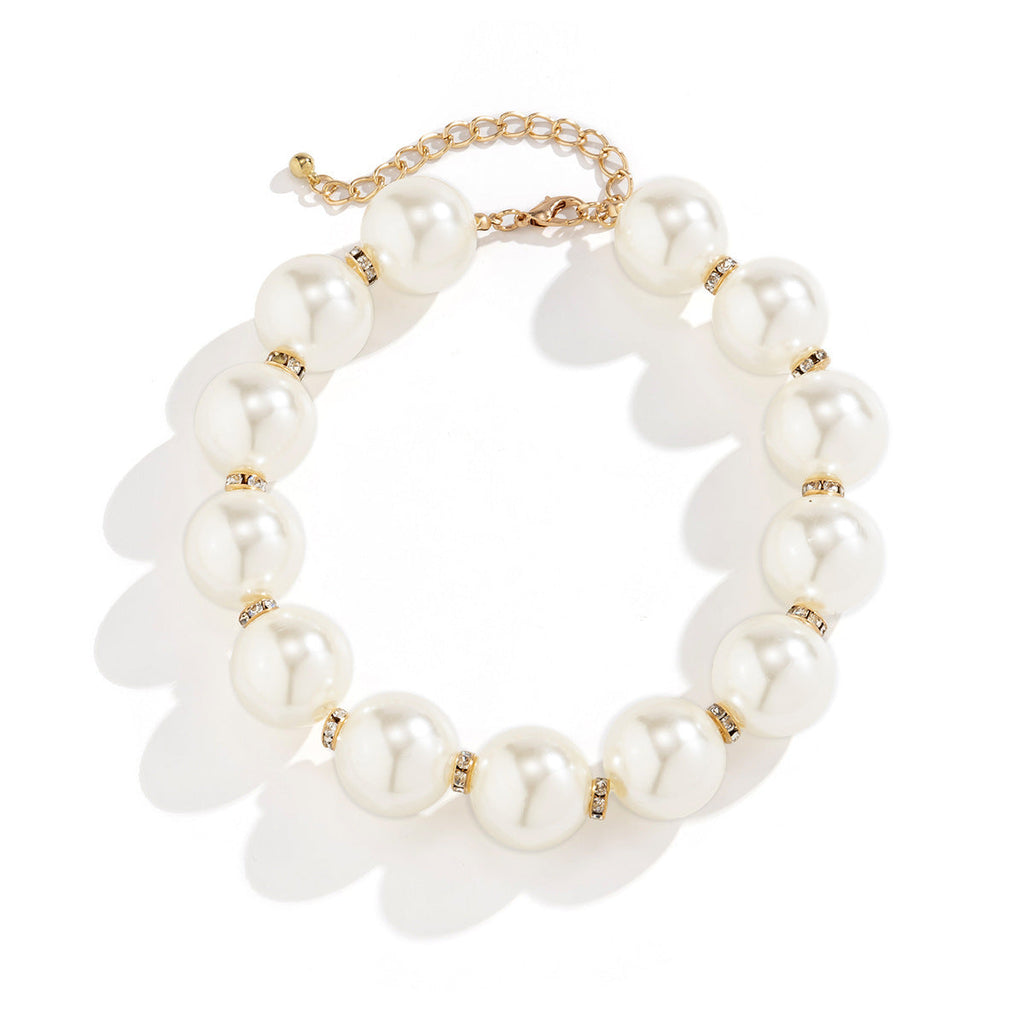 Bridal Statement Necklace Jewelry Big Pearl Rhinestone Choker