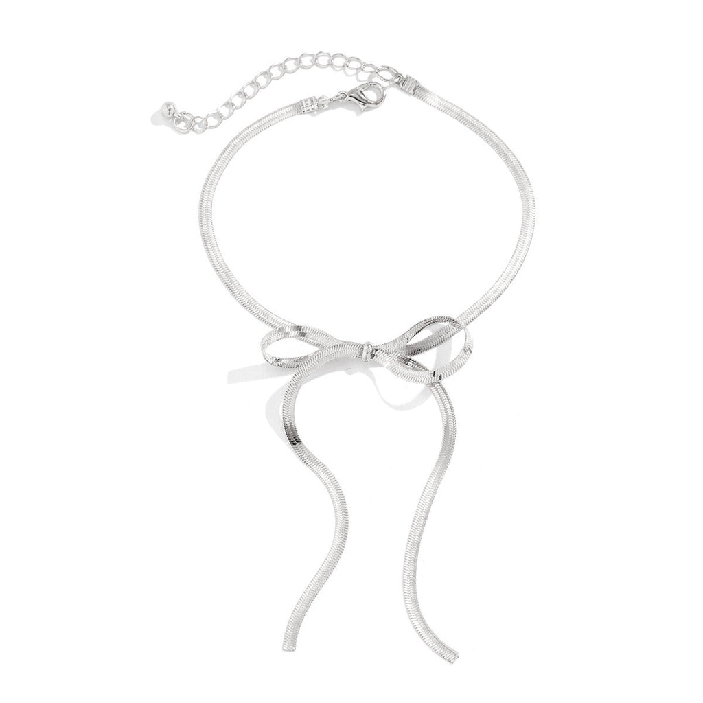 Simple Women Foot Bracelet Snake Chain Long Bow Anklet Chain