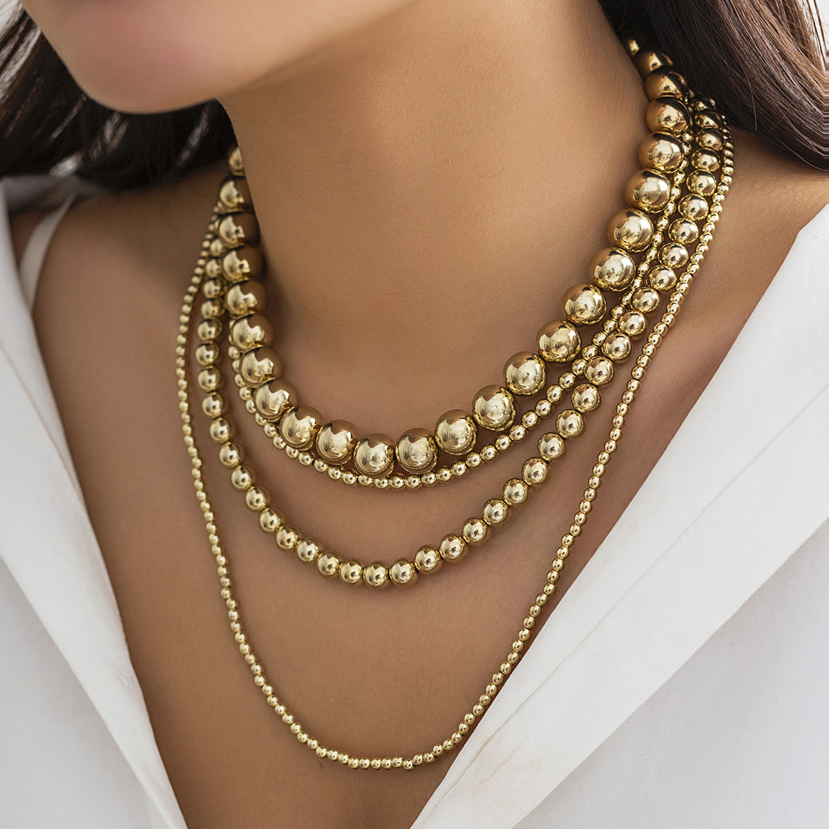 Multi Layered Large CCB Bead Chain Necklace