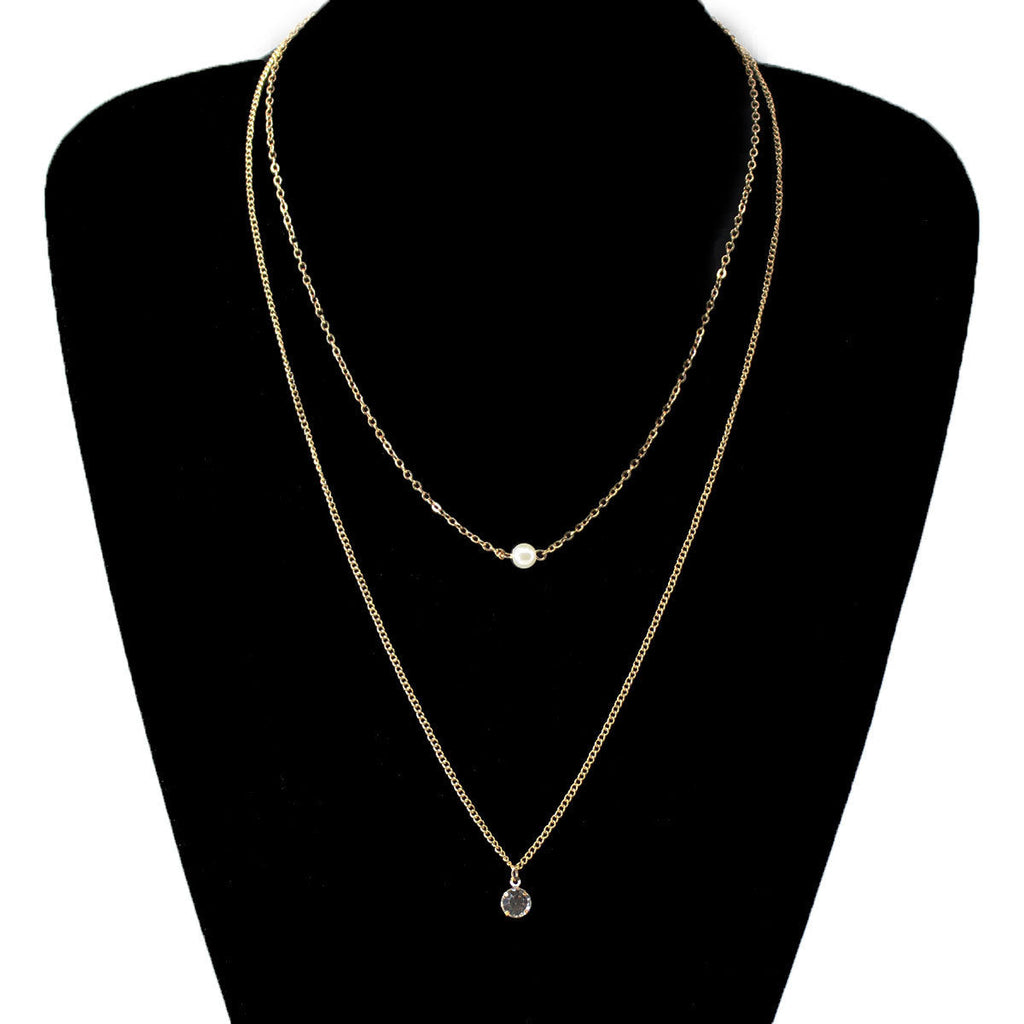 layer Pearl Beads Chain Necklace