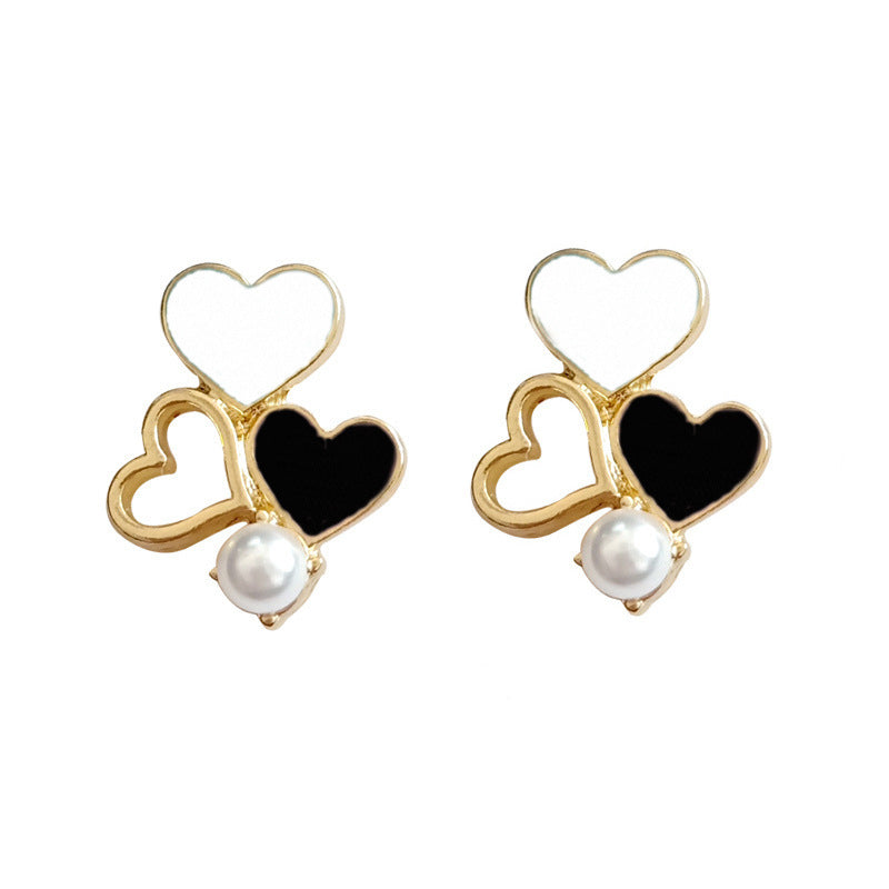 Women Cute White Enamel Heart Necklace