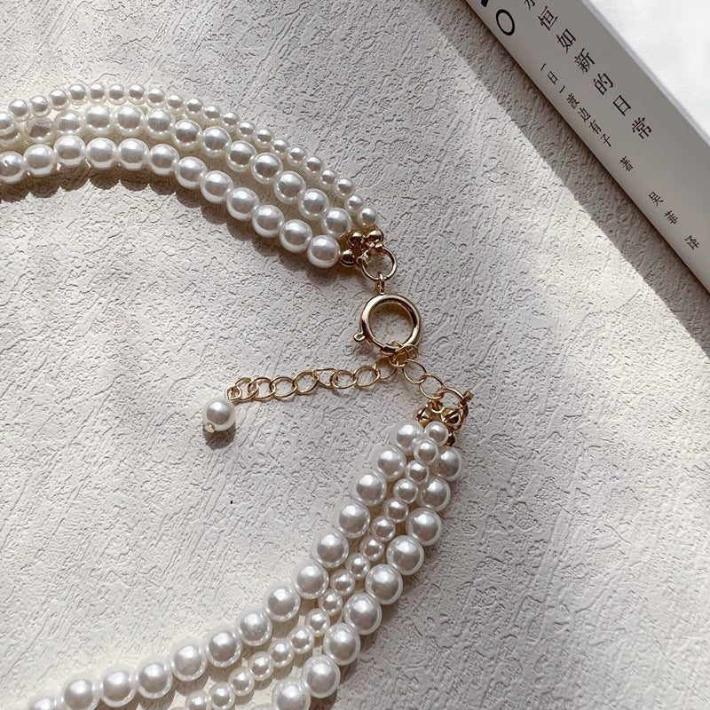 Multilayer Strand Simulated Pearl Statement Necklace
