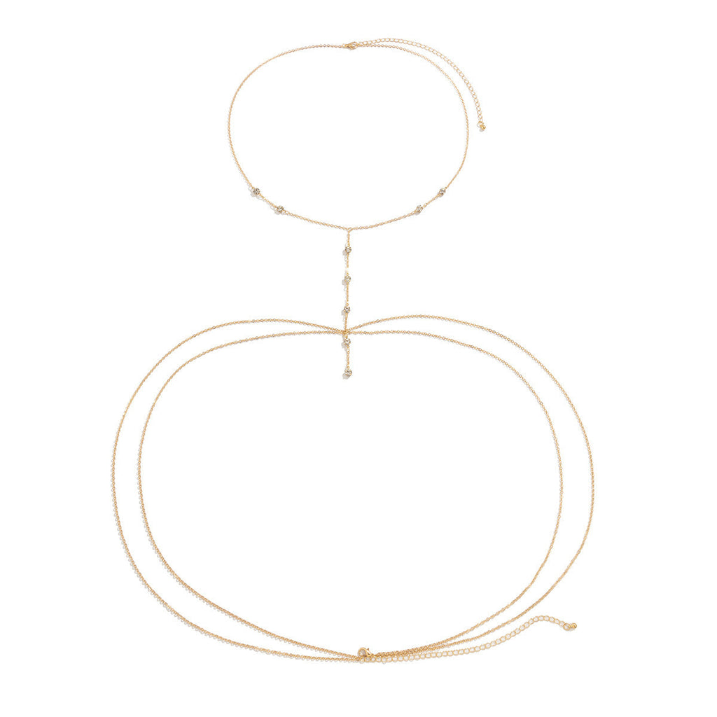 Sexy Body Chain Bikini Crystal Customized Double Layer