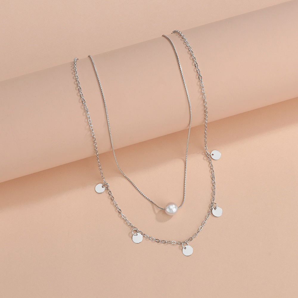 Double Link Chain Round Coin Collar Collier Women Necklaces