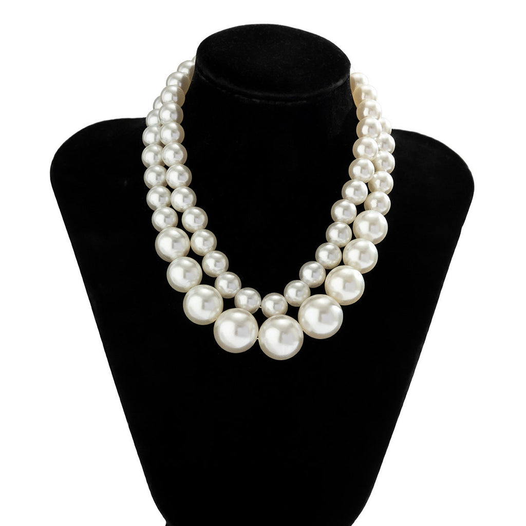 Exaggerated Chunky Big White Beads Choker Necklace