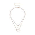 Beaded Pearl Necklace Heart Pendant