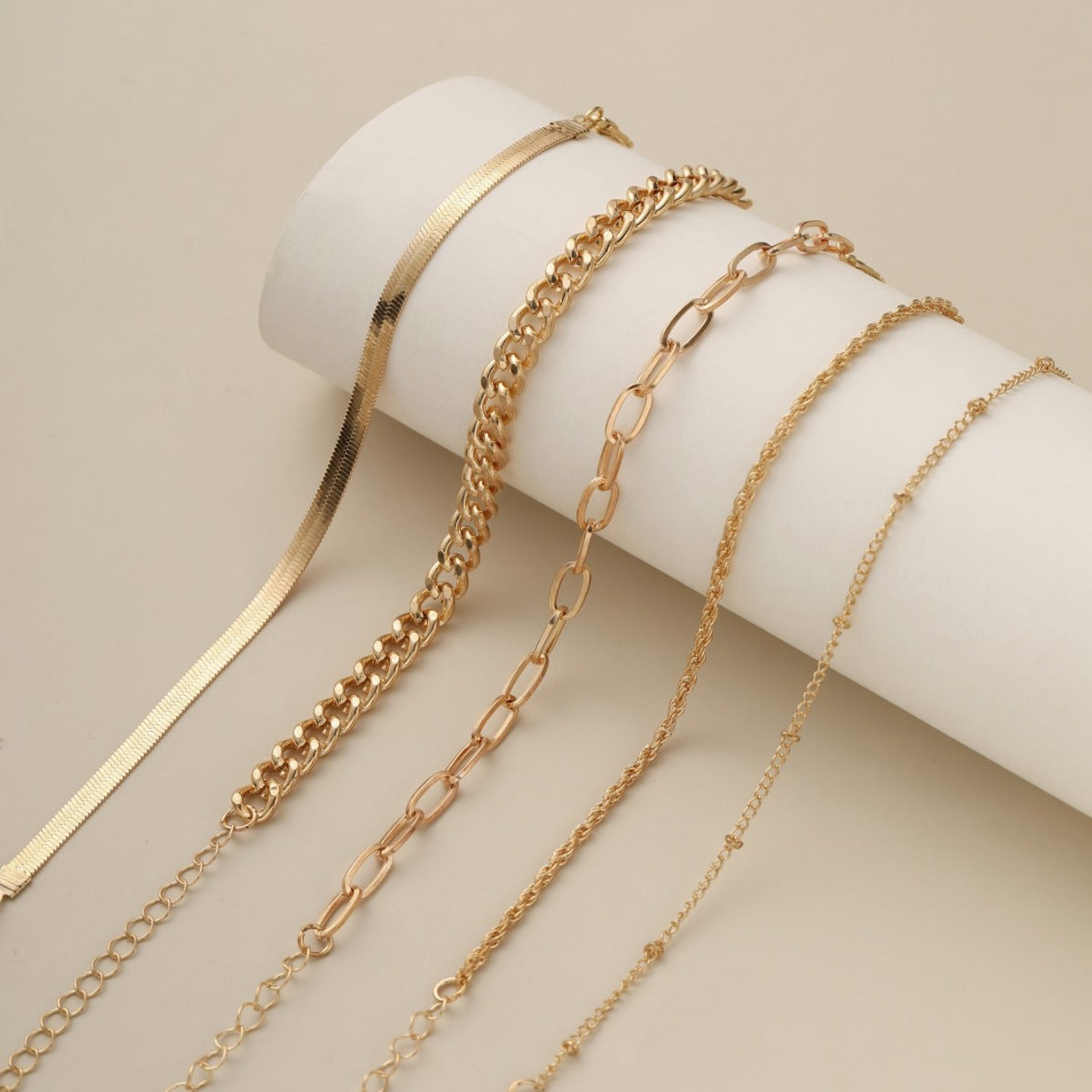 Flat Snake Twist Chain Bracelet Set