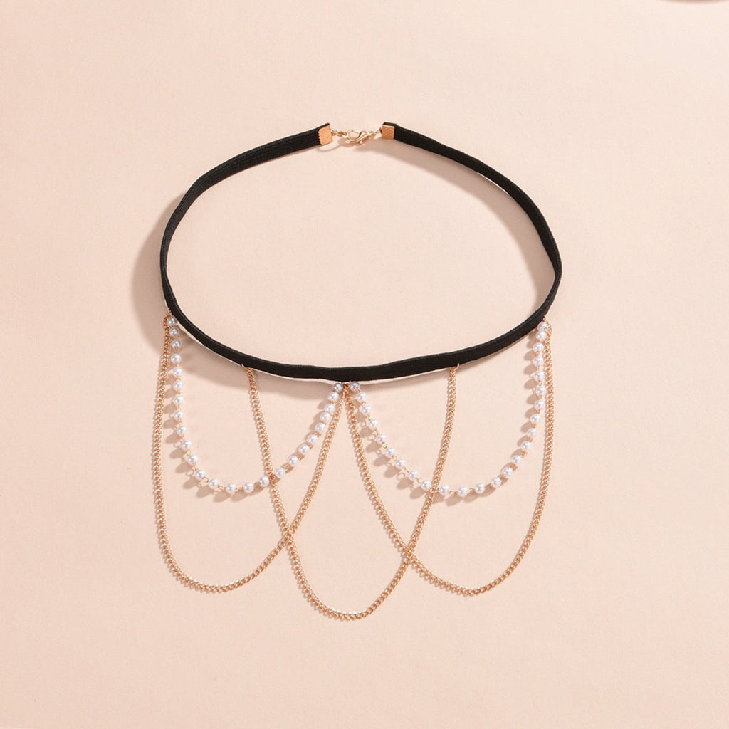 Sexy Beach Body Chain Nightclub Party Multi-layer Tassel Pearl Leg Chain