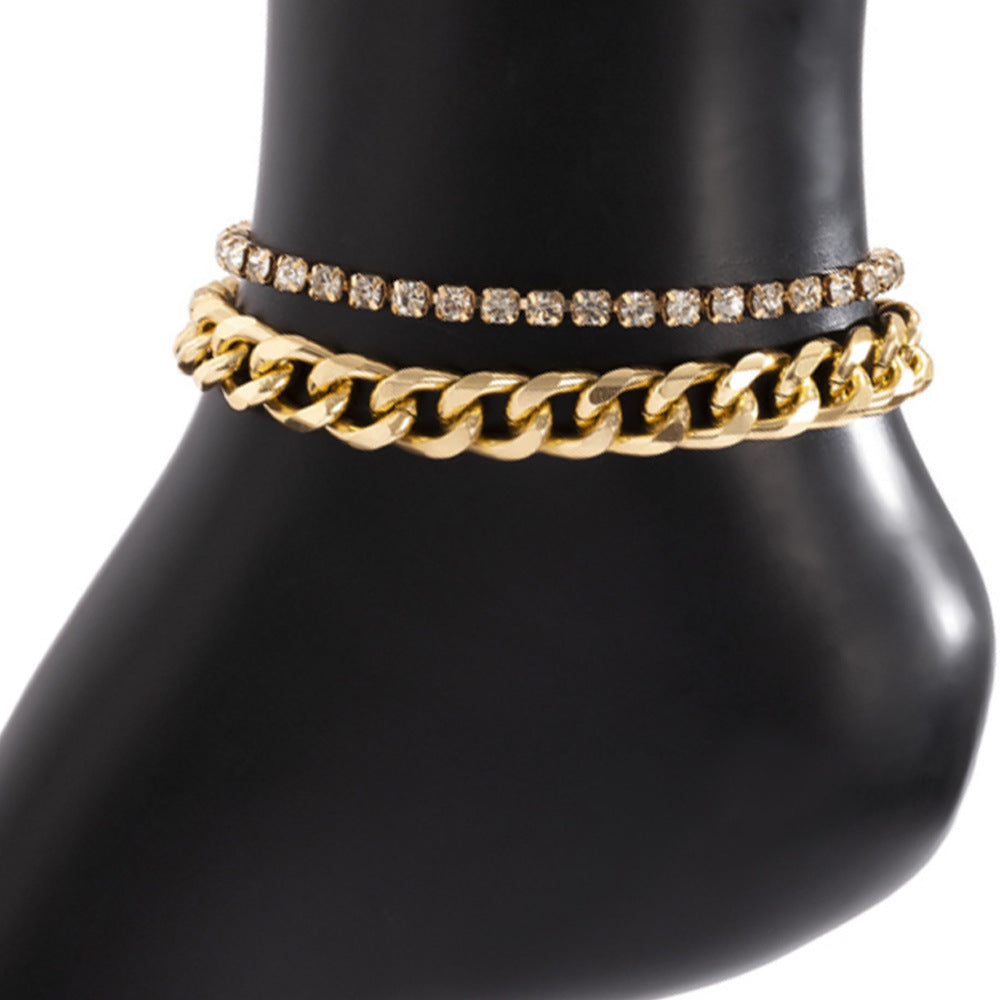 Cuban Tennis Chain Bracelet Anklet Set