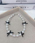 Ribbon Bow Necklace Women's Love Pearl Bead Layered Necklace