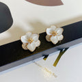 White Enamel Flower Stud Earring