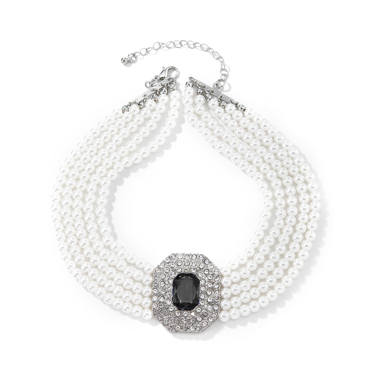 Sweet Sparkling Stone Layer Pearl Necklace