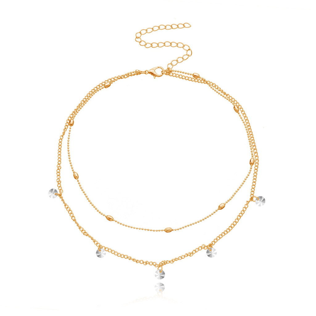 Small Crystal Stone Beads Chain Necklace