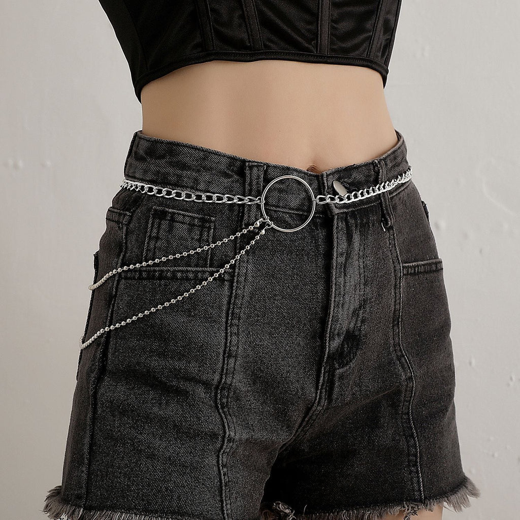 Hip Hop Punk Jewelry Retro Double Layer Metal Trouser Chain Waist Chain