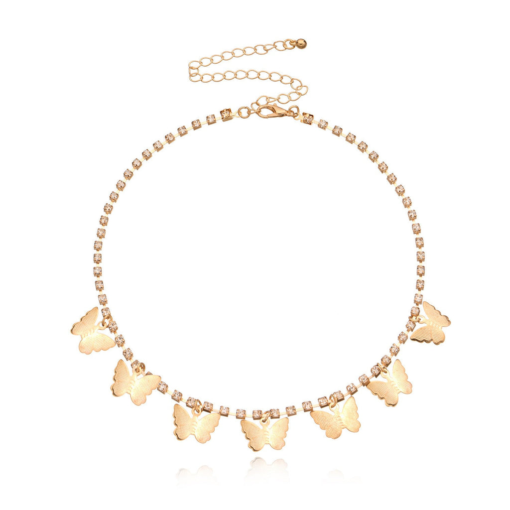 Tassel Tiny Butterfly Choker Necklace