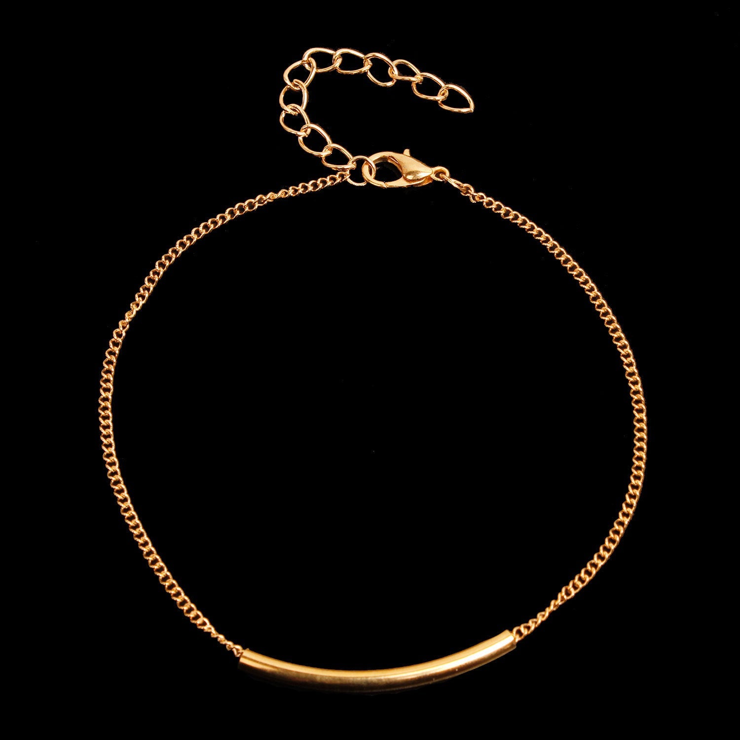 Women Square Tube Curved Bar Ankle Bracelets
