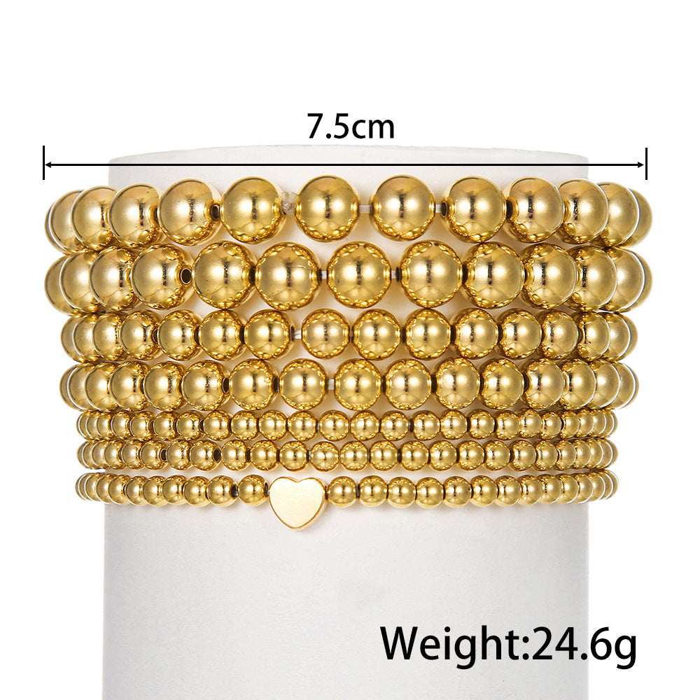 Metallic Bead Stretch Bracelet Set