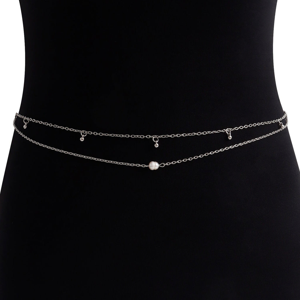 Boho Layer Body Chains Pearl Bikini Belly Chain