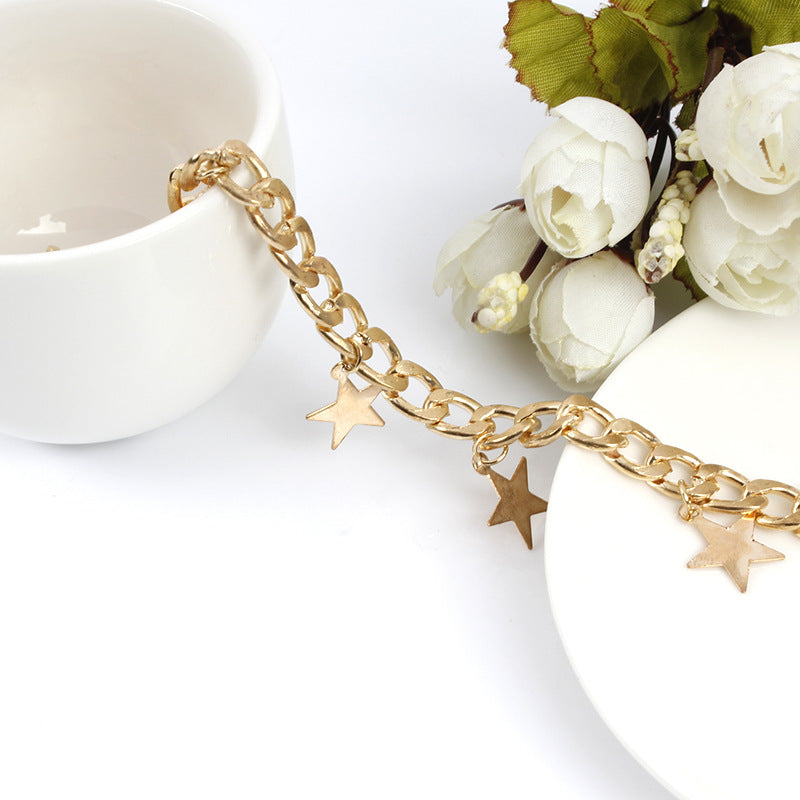 Star Charms Cuban Chain Necklace Jewelry