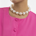 Handmade Big Chunky White Pearl Choker Necklace