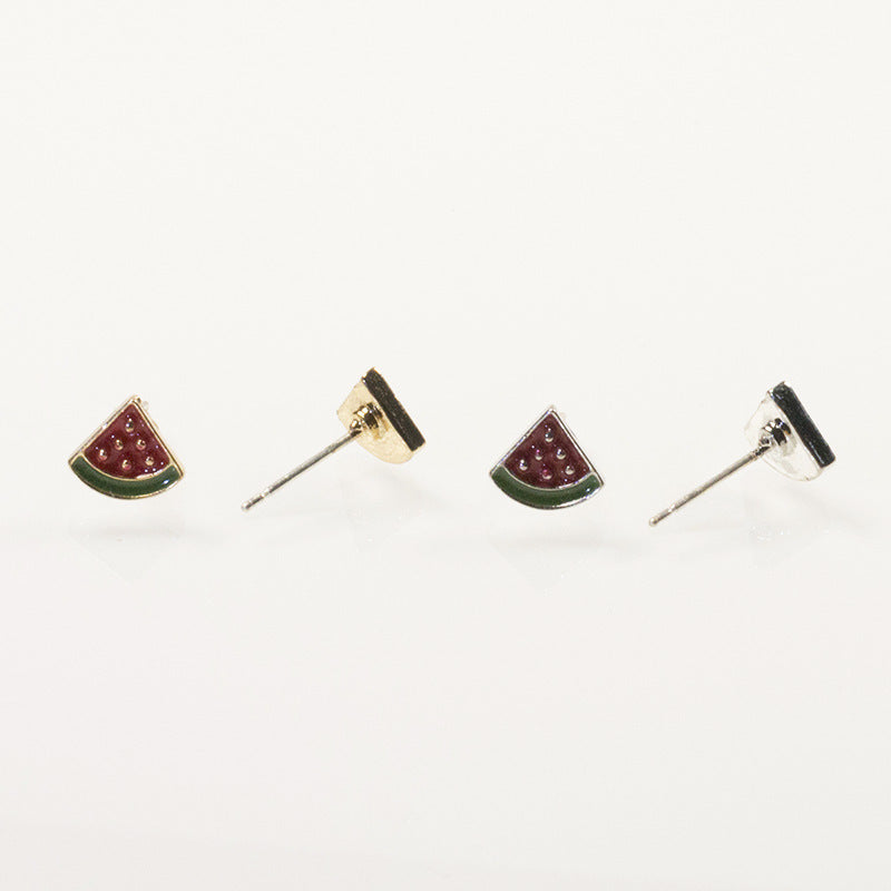 Paper clip watermelon stud earrings set
