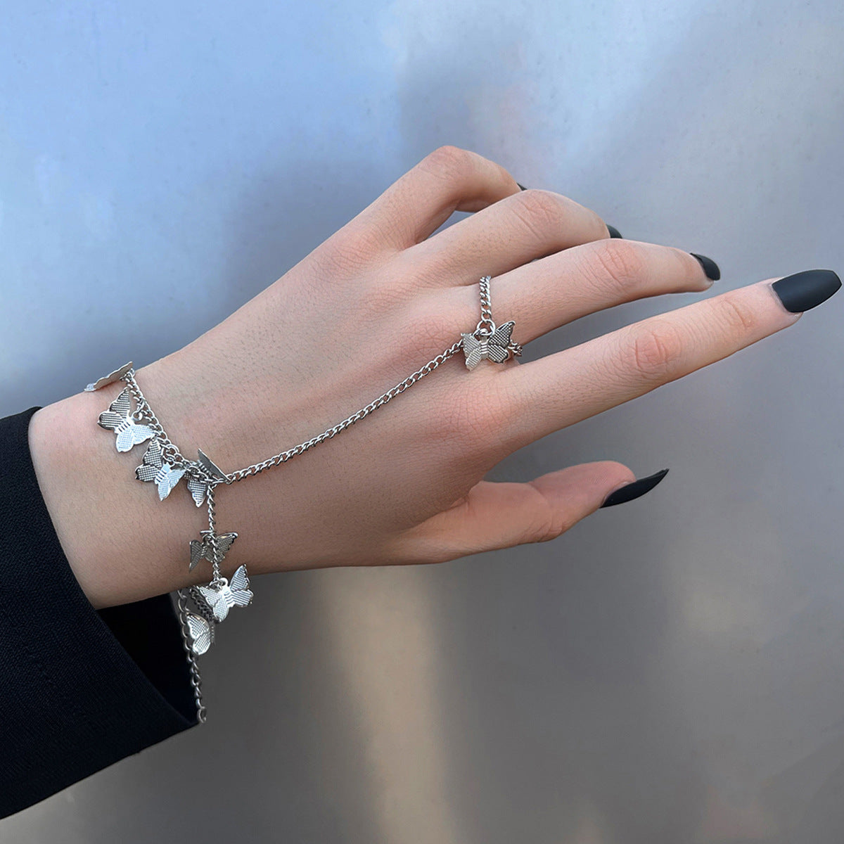 Link Chain Butterfly Finger Hand Bracelets