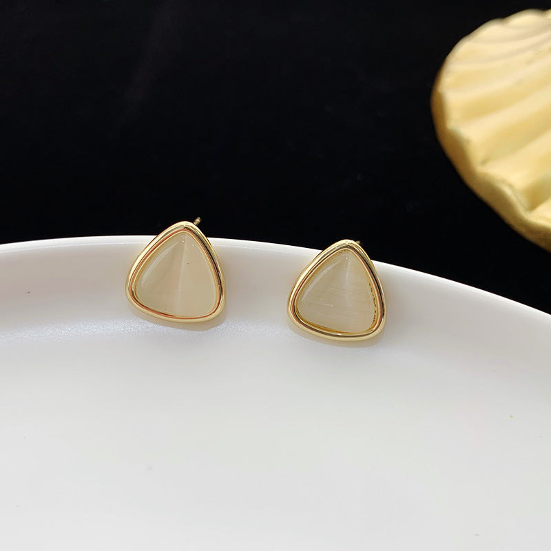 Irregular Geometric Opal triangle Earrings