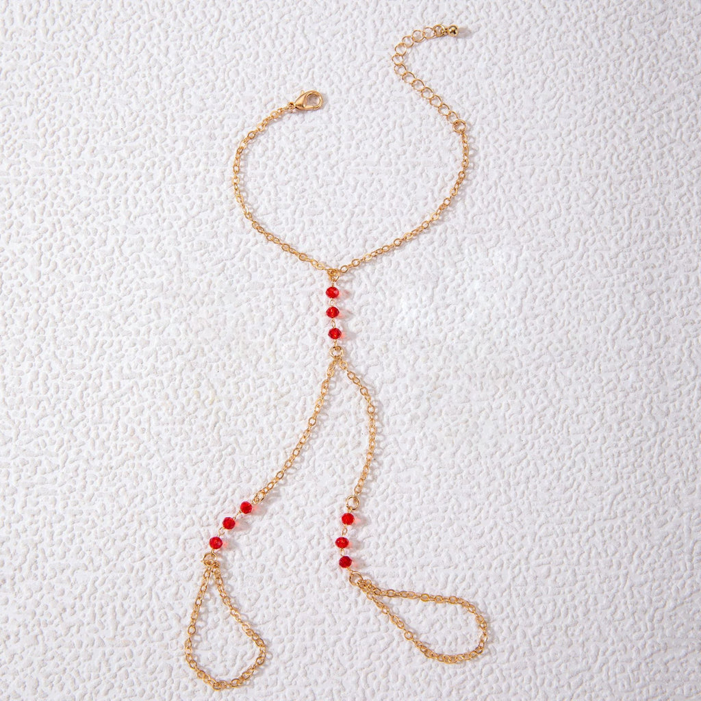 Bohemia Punk Link Chain Red bead Ring Bracelets