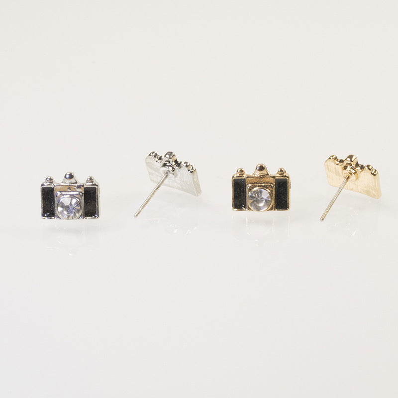 Enamel Camera Stud Earring