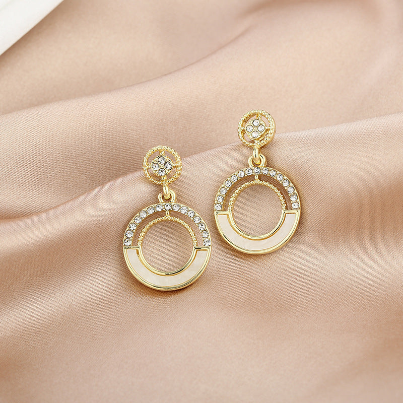 Double Circle Dangle Drop Stud Earrings
