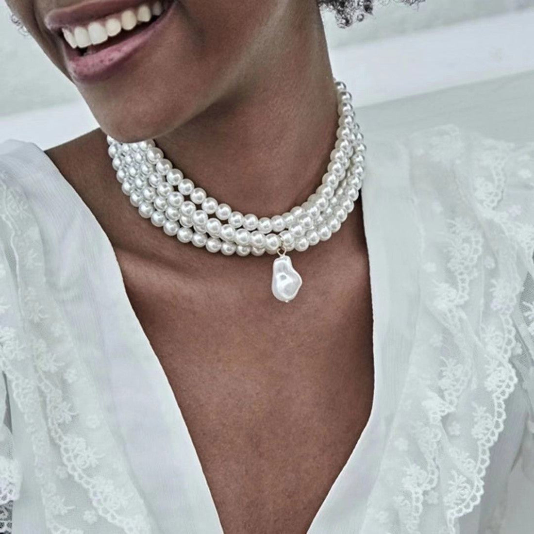 Pearl Necklace Retro Shaped Chain Necklace Wholesale