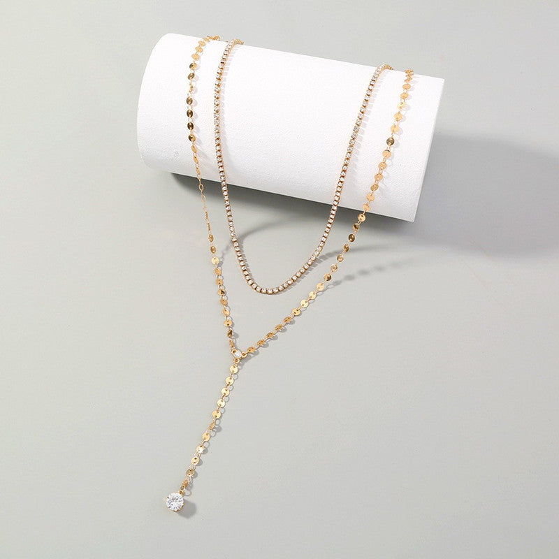 Layered Disc Long Necklace