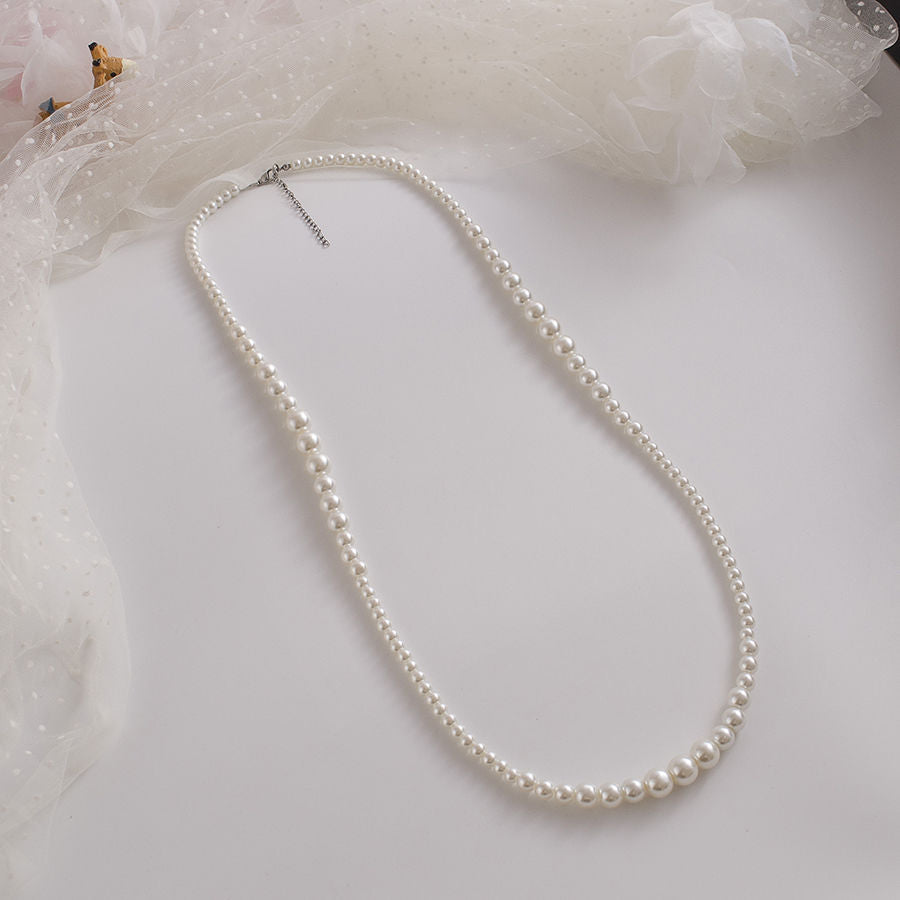 Round Glass Imitation Pearl Necklace Wedding
