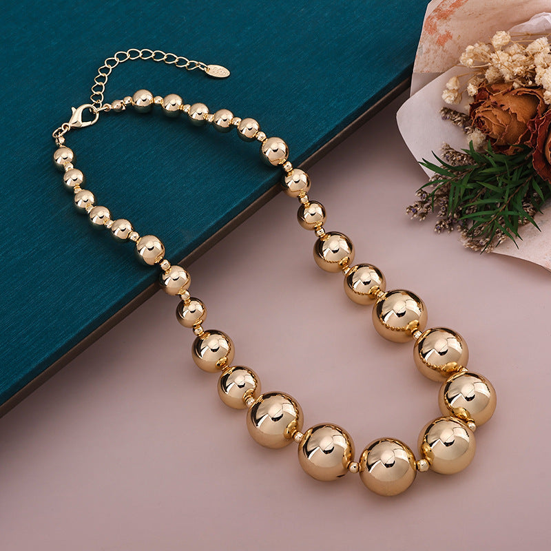 CCB Round Ball Bead Chain Punk Choker Necklace for Women