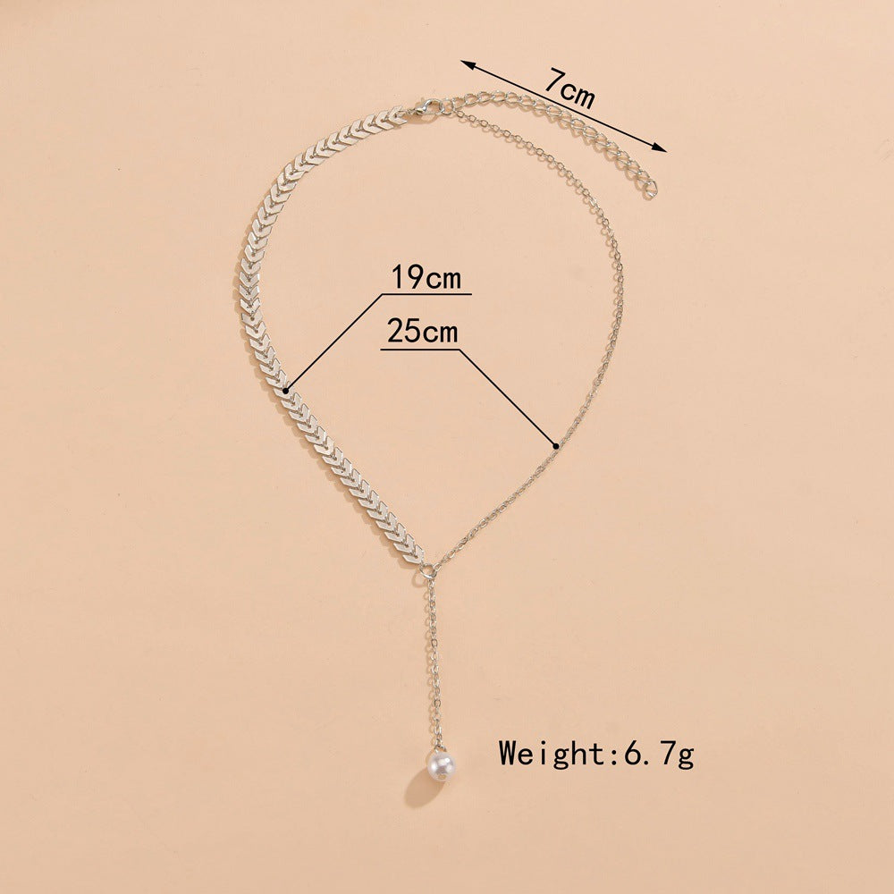 Wheat Ear Leaf Pearl Clavicle Pendant Necklace