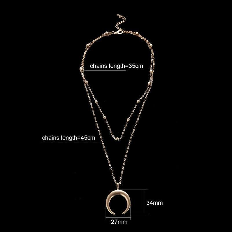Crescent Moon Layered Necklace