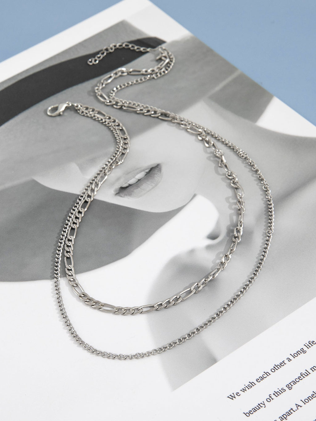 Double Layer Paper Clip Chain Necklace
