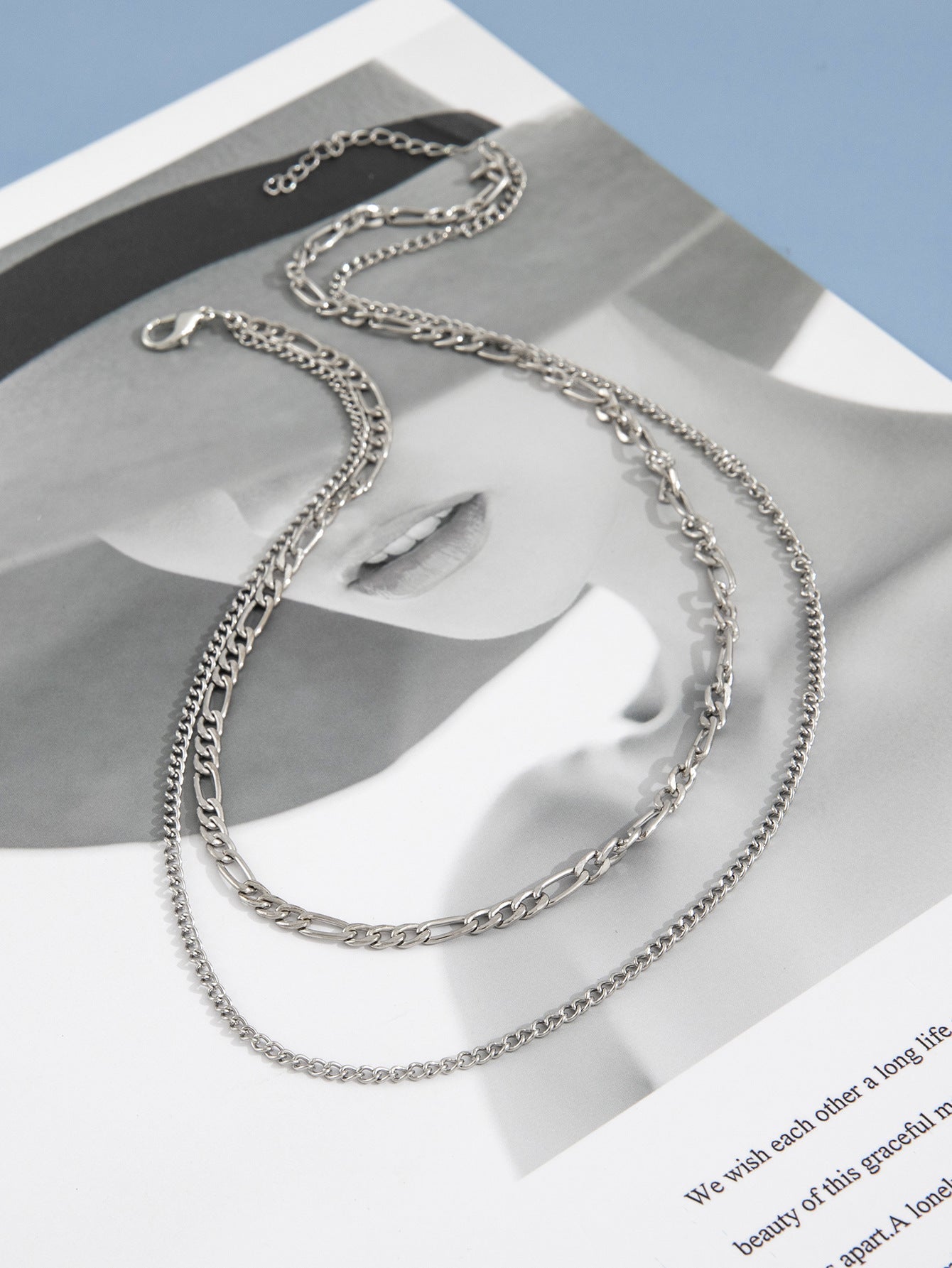 Double Layer Paper Clip Chain Necklace