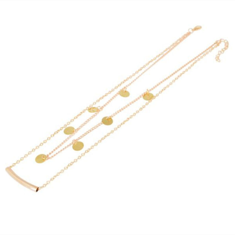 Double-Layer Disc Tassel Necklace