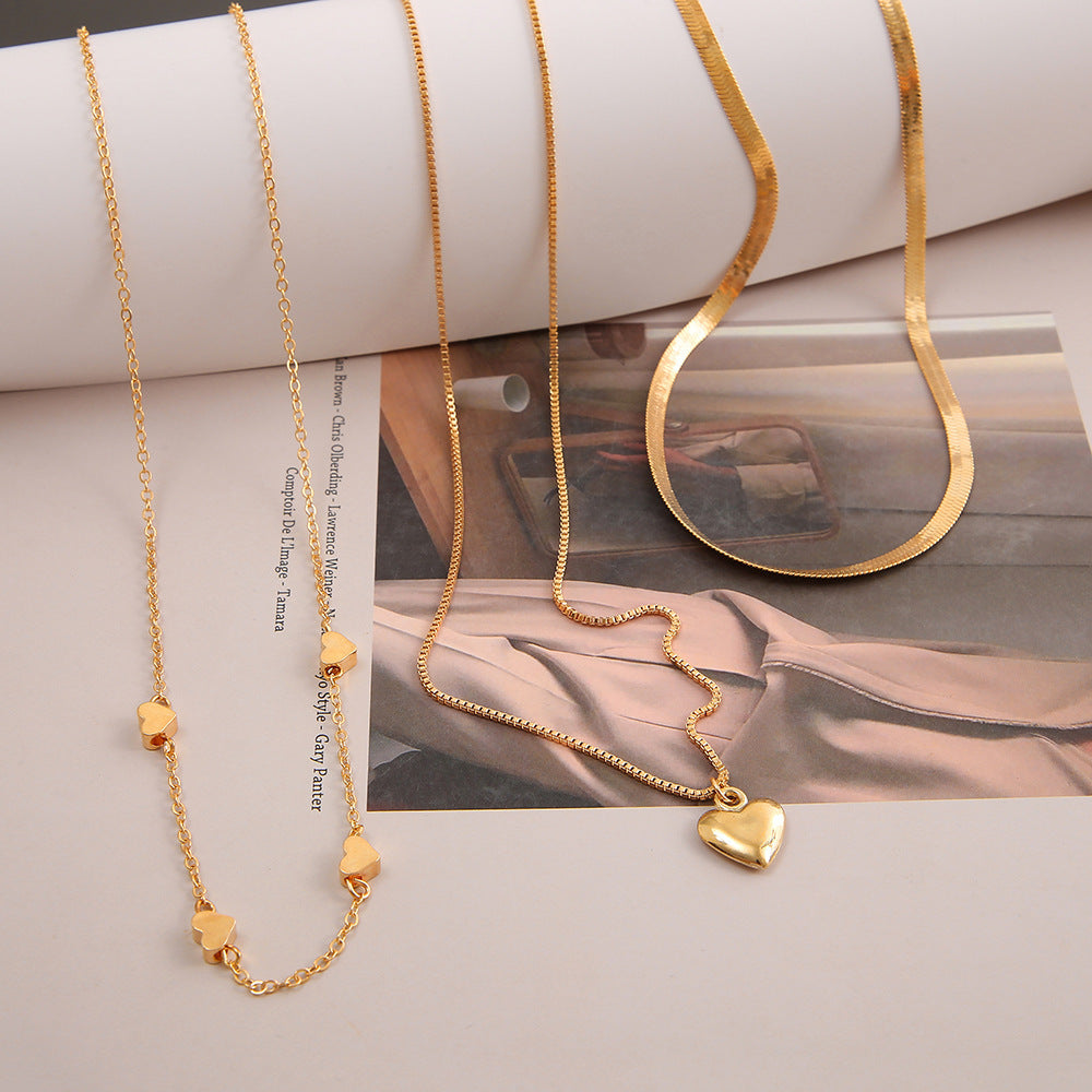 New Fashion Heart Triple Layers Pendant Necklace